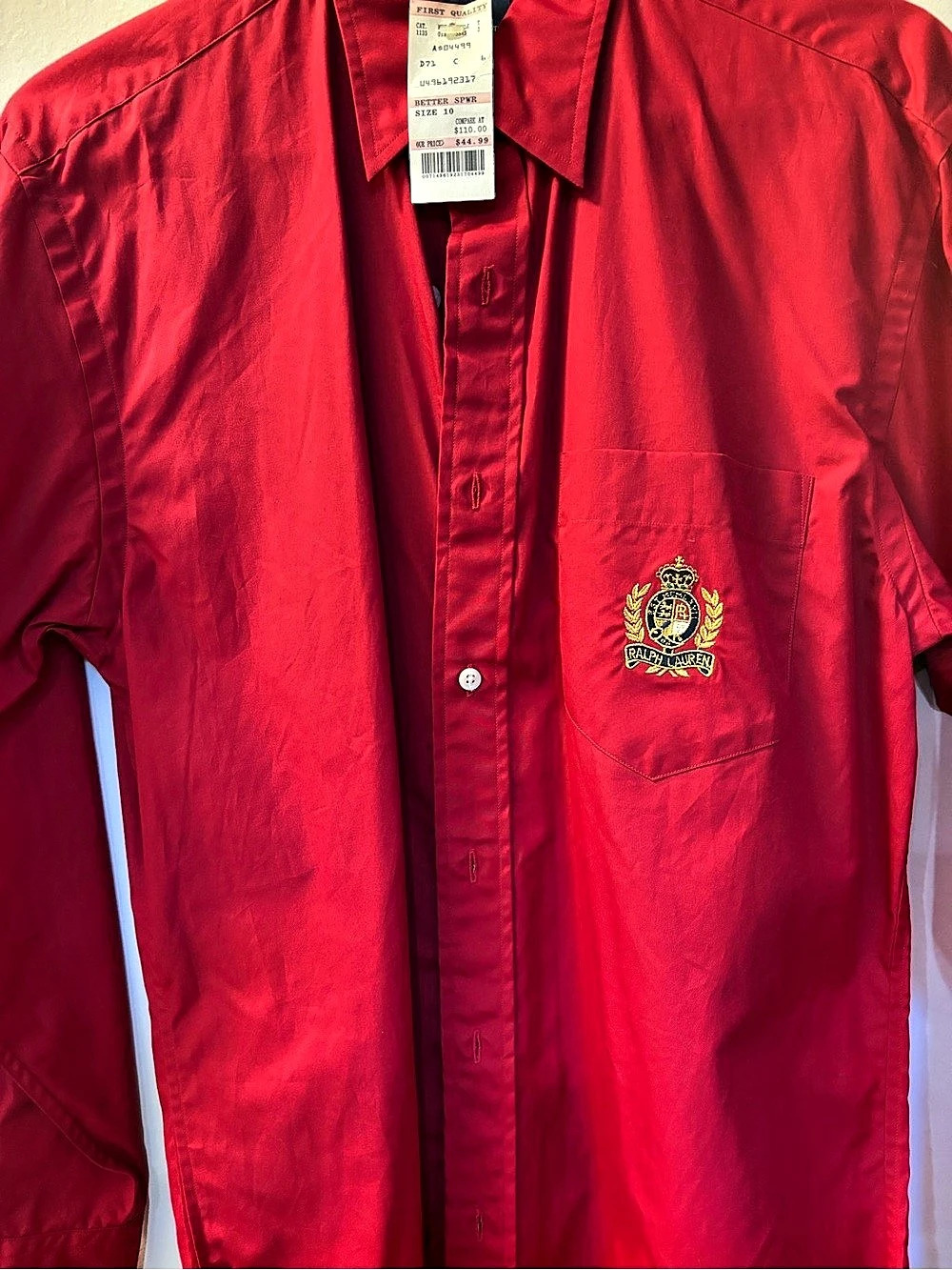 Ralph Lauren Red Button Down Shirt Size 10